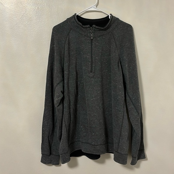 Tommy Bahama Gray/Black Reversible Half Zip - Picture 2 of 6